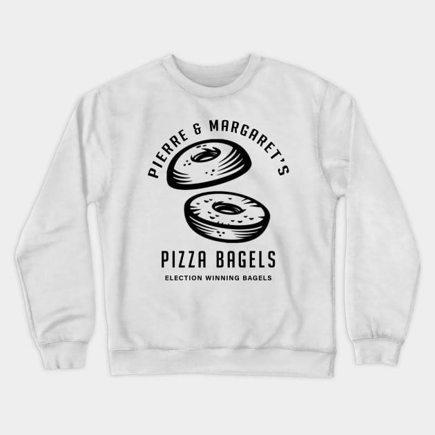Pierre & Margarets Pizza Bagels Crewneck Sweatshirt by Canada Is Boring Podcast